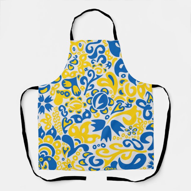 Folklore pattern with Ukrainian flag colours  Apron (Front)