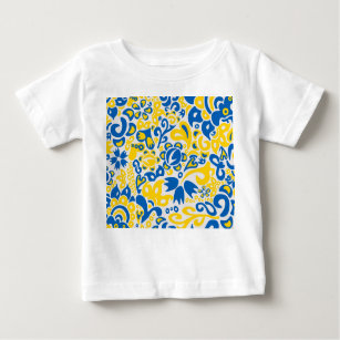 Folklore pattern with Ukrainian flag colours   Baby T-Shirt