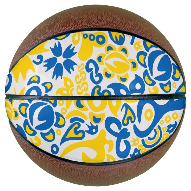Folklore pattern with Ukrainian flag colours Basketball (Front)