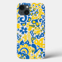 Folklore pattern with Ukrainian flag colours