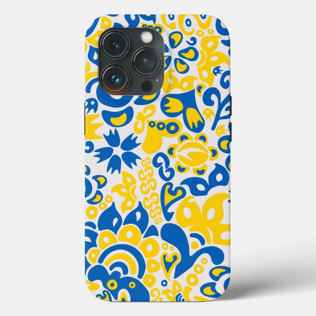 Folklore pattern with Ukrainian flag colours Case-Mate iPhone Case (Back)