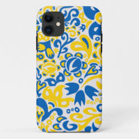 Folklore pattern with Ukrainian flag colours
