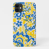 Folklore pattern with Ukrainian flag colours
