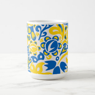 Folklore pattern with Ukrainian flag colours  Coffee Mug