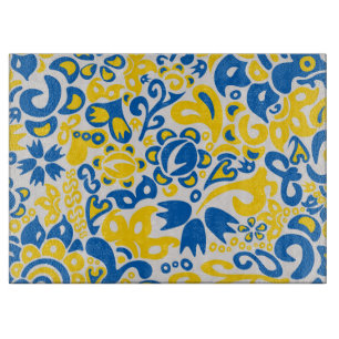 Folklore pattern with Ukrainian flag colours Cutting Board