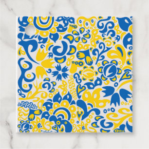 Folklore pattern with Ukrainian flag colours  Favour Tags