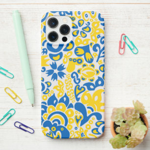 Folklore pattern with Ukrainian flag colours  iPhone 12 Pro Max Case