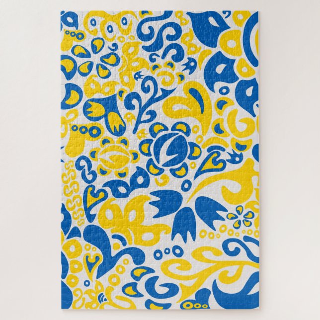 Folklore pattern with Ukrainian flag colours Jigsaw Puzzle (Vertical)