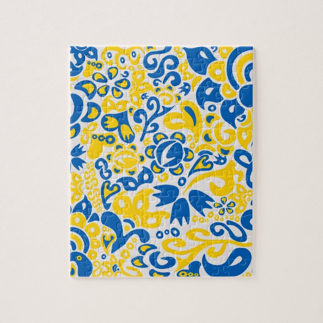 Folklore pattern with Ukrainian flag colours Jigsaw Puzzle (Vertical)