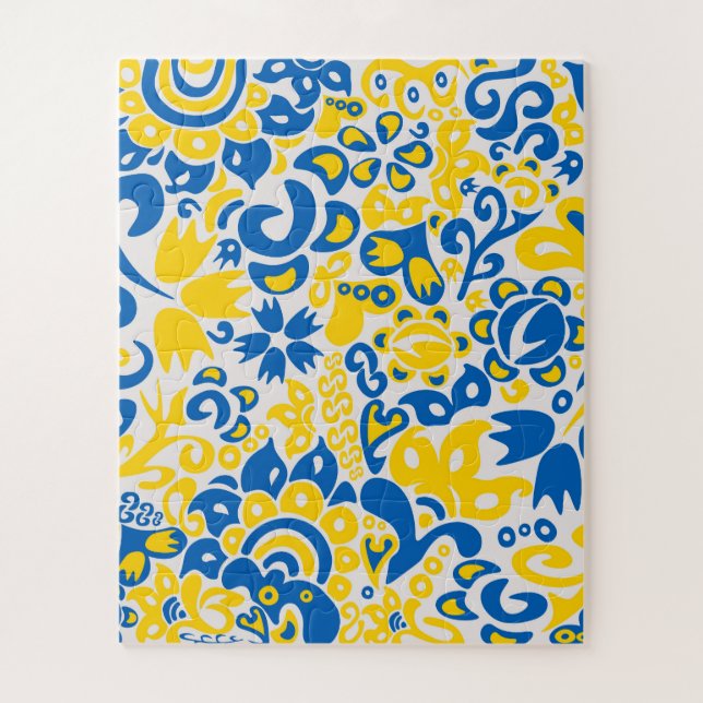 Folklore pattern with Ukrainian flag colours  Jigsaw Puzzle (Vertical)