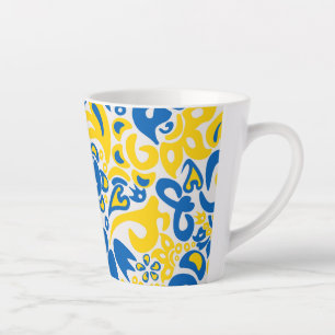 Folklore pattern with Ukrainian flag colours Latte Mug