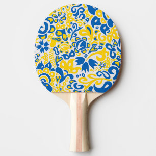 Folklore pattern with Ukrainian flag colours  Ping Pong Paddle