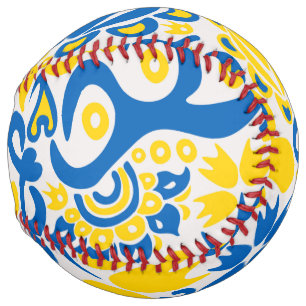 Folklore pattern with Ukrainian flag colours Softball