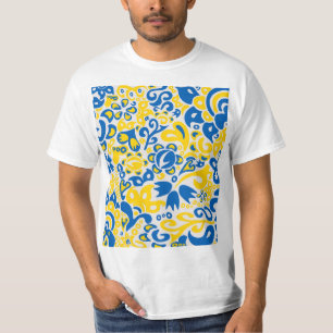 Folklore pattern with Ukrainian flag colours T-Shirt