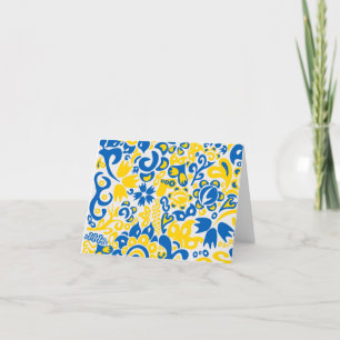 Folklore pattern with Ukrainian flag colours   Thank You Card