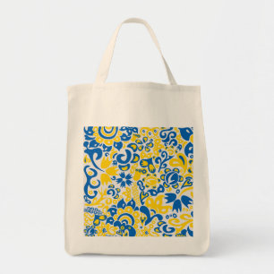 Folklore pattern with Ukrainian flag colours Tote Bag