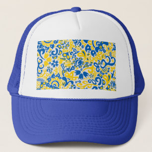 Folklore pattern with Ukrainian flag colours Trucker Hat