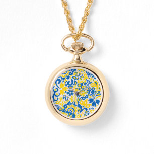 Folklore pattern with Ukrainian flag colours Watch