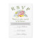 Folklore pink flowers modern floral wedding RSVP