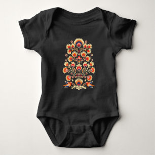 💙💛🧡Folklore with yellow flowers and birds  Baby Bodysuit