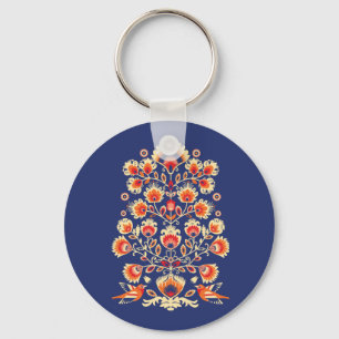 💙💛🧡Folklore with yellow flowers and birds Key Ring