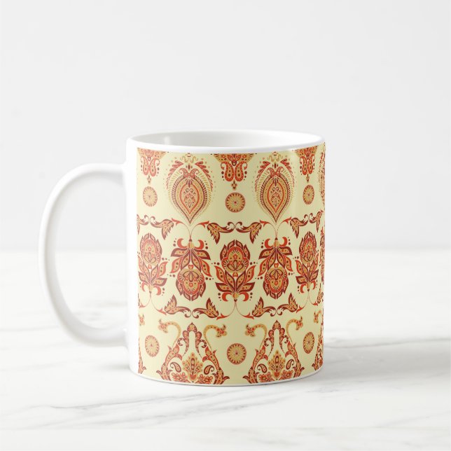 Folkloric Batik Floral Ethnic Pattern Coffee Mug (Left)