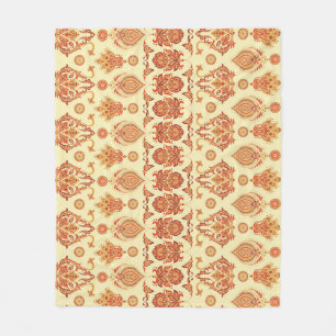 Folkloric Batik Floral Ethnic Pattern Fleece Blanket