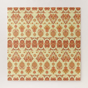 Folkloric Batik Floral Ethnic Pattern Jigsaw Puzzle