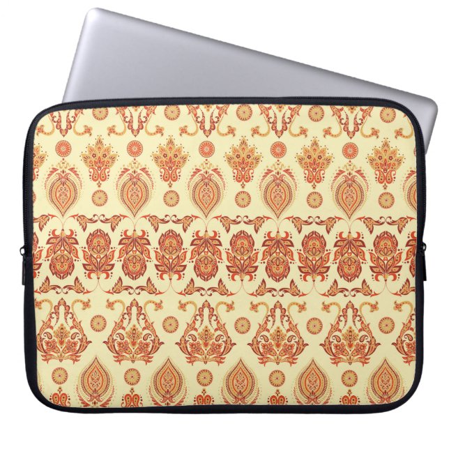 Folkloric Batik Floral Ethnic Pattern Laptop Sleeve (Front)