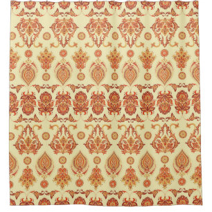 Folkloric Batik Floral Ethnic Pattern Shower Curtain