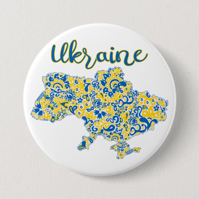 Folkloric pattern and Ukraine typography  7.5 Cm Round Badge (Front)