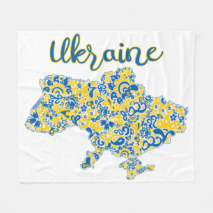 Folkloric pattern and Ukraine typography Fleece Blanket