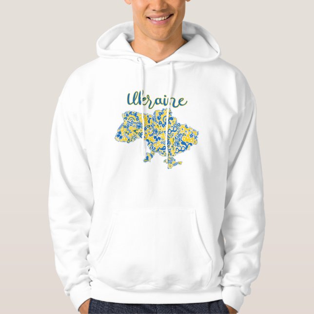 Folkloric pattern and Ukraine typography  Hoodie (Front)