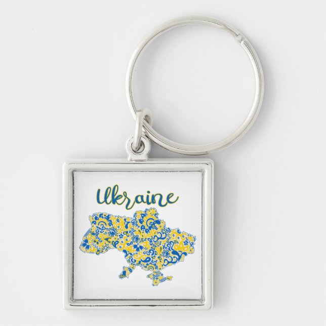 Folkloric pattern and Ukraine typography   Key Ring (Front)