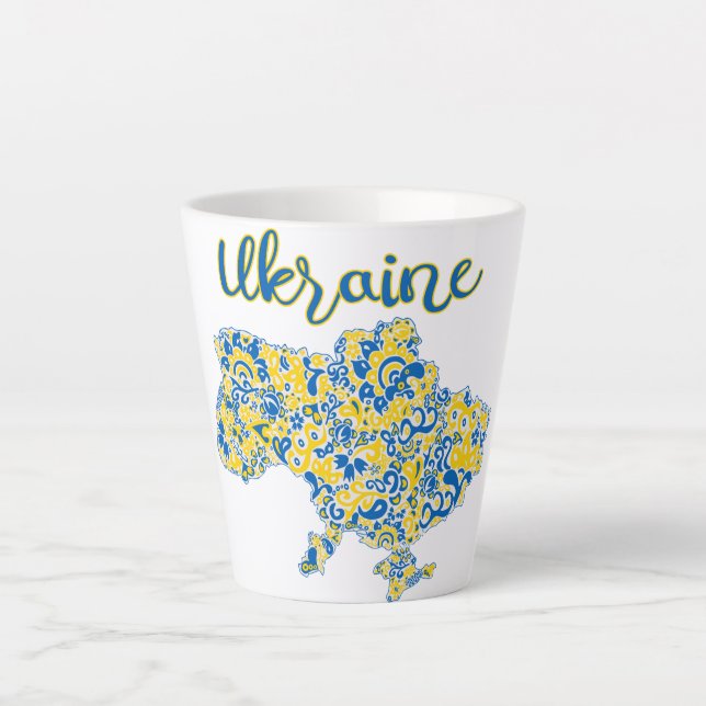 Folkloric pattern and Ukraine typography  Latte Mug (Front)