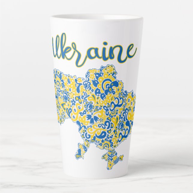 Folkloric pattern and Ukraine typography   Latte Mug (Front)