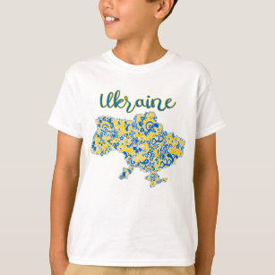 Folkloric pattern and Ukraine typography T-Shirt