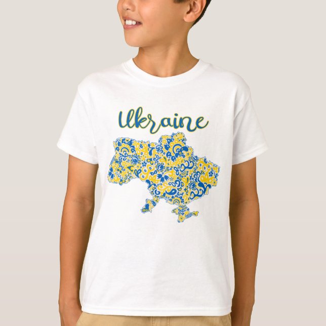Folkloric pattern and Ukraine typography T-Shirt (Front)