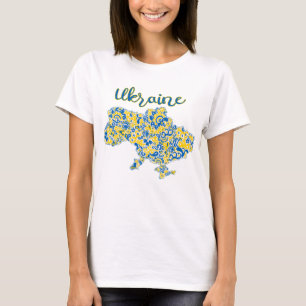 Folkloric pattern and Ukraine typography T-Shirt