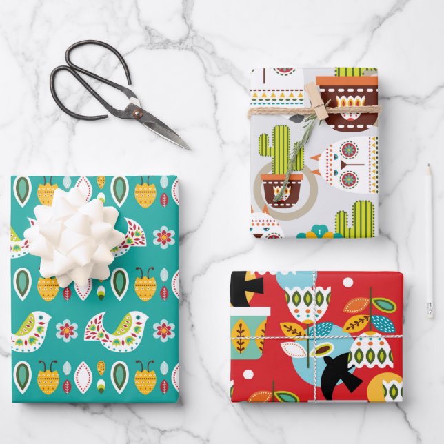 Folklorico Pattern Set A Wrapping Paper Sheet (Front)