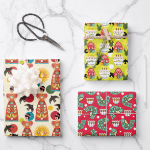 Folklorico Pattern Set B Wrapping Paper Sheet