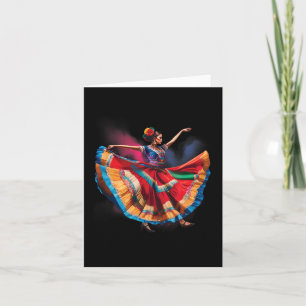 Folklorico Woman Dancing Mexican Heritage Folk Dan Card