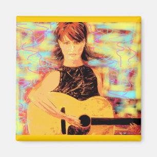 folksinger girl (yellow brown) magnet