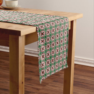 Folksy Bohemian Eclectic Retro Christmas Pattern Long Table Runner