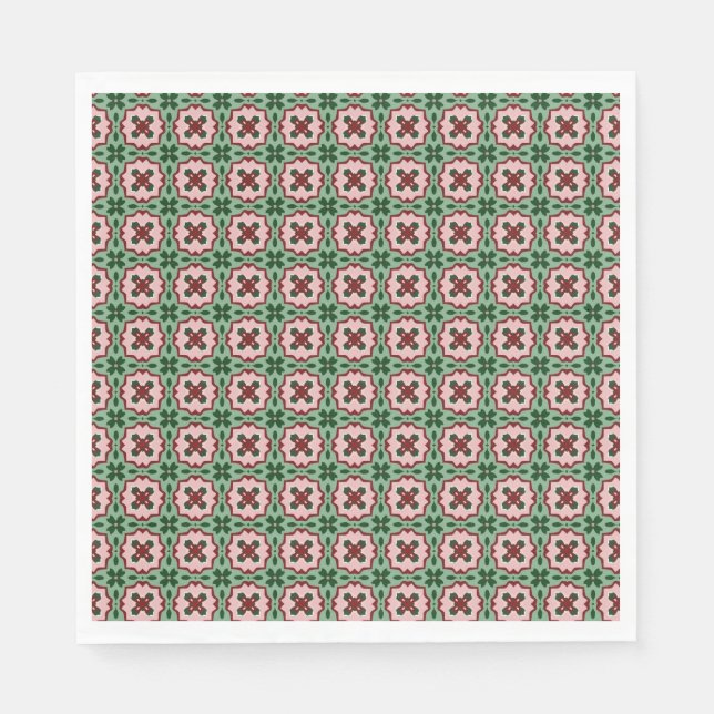 Folksy Bohemian Eclectic Retro Christmas Pattern Napkin (Front)