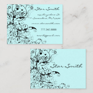 Folksy Boho Swirls Birds & Flowers Floral Business Card