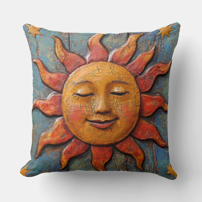 Folksy Celestial Sun  Cushion (Front)