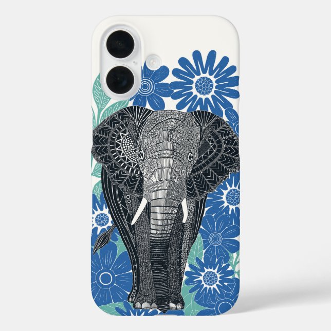 folksy elephant blue Case-Mate iPhone case (Back)