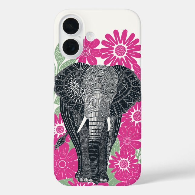 folksy elephant pink Case-Mate iPhone case (Back)