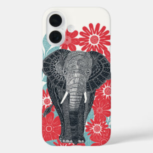 folksy elephant red iPhone 16 case